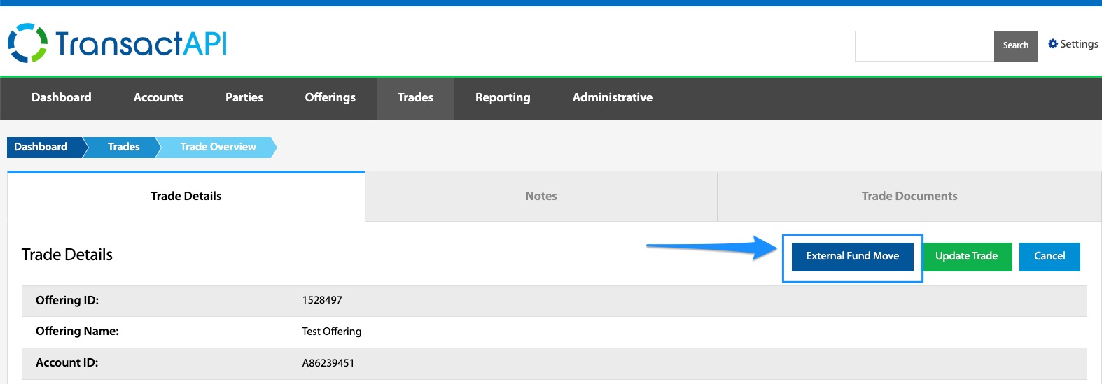 External Fund Move Button