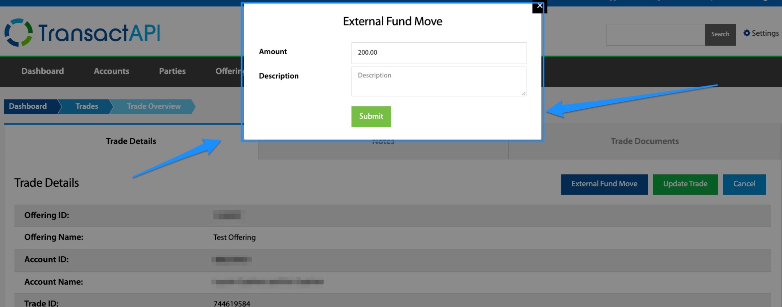 External Fund Move Popup